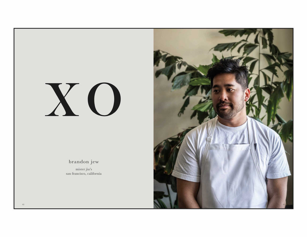Toothache Magazine issue 5. Brandon Jew of Mister Jiu's, Making XO Sauce. A magazine made for chefs by chefs. Features food articles, interviews, and recipes from world class chefs.
