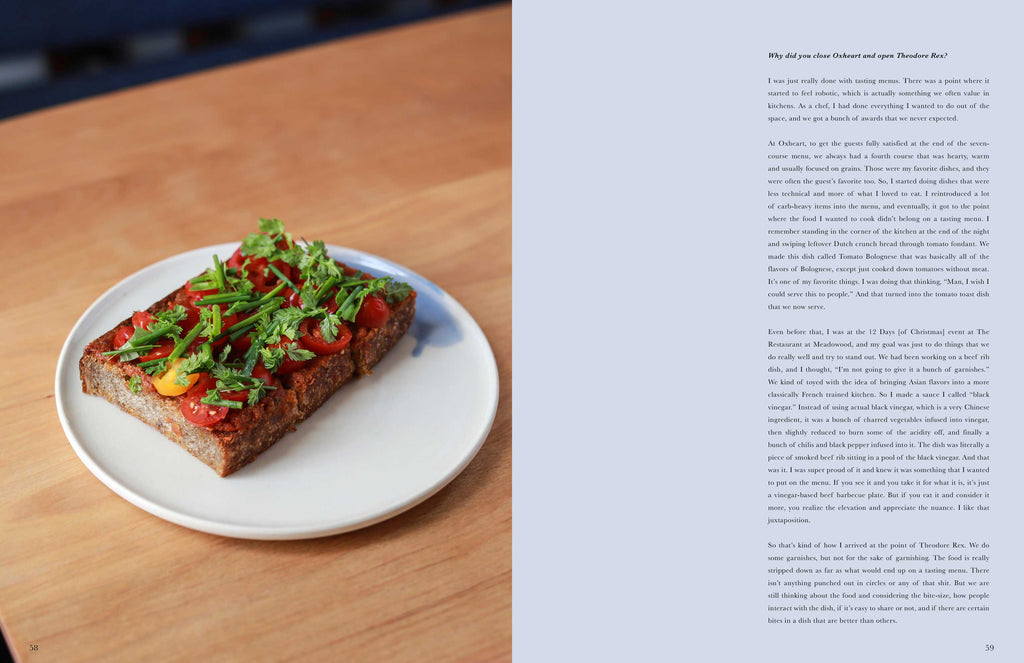 Toothache Magazine issue 4. Justin You, tomato toast. A magazine made for chefs by chefs. Features food articles, interviews, and recipes from world class chefs