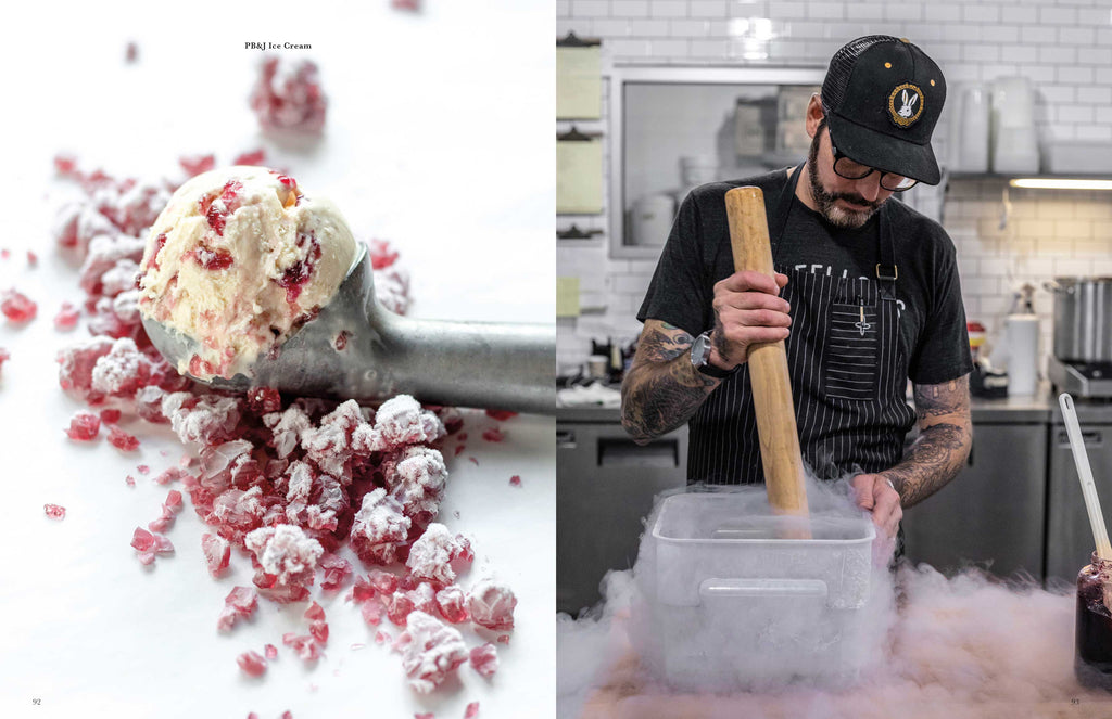 Toothache Magazine issue 6 - Sam Mason using liquid nitrogen and odd fellows ice cream. A magazine made for chefs by chefs. Features food articles, interviews, and recipes from world class chefs.